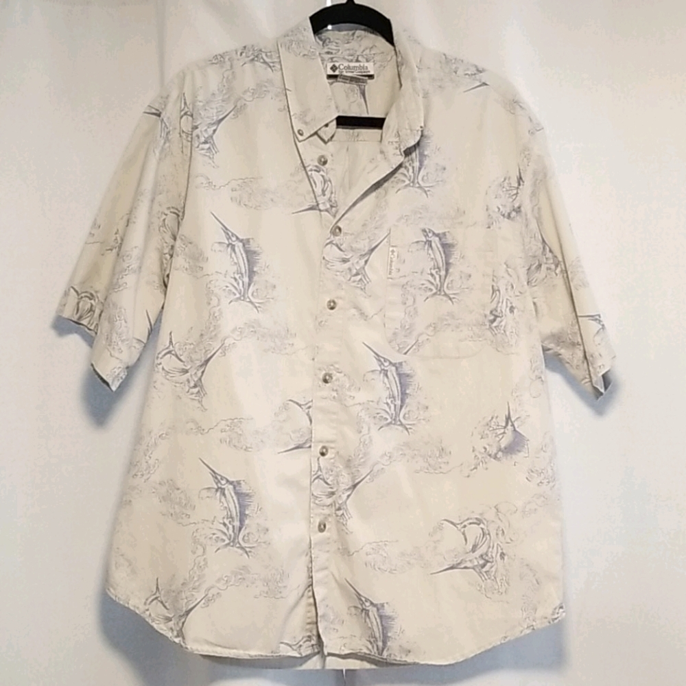 Columbia Mens Short Sleeve Marlin Design Shirt SzL